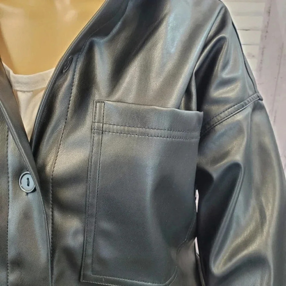 XS Size 1 Celebrity Pink Women's Pleather Shacket. Multipurpose Jacket or Shirt - Picture 9 of 11